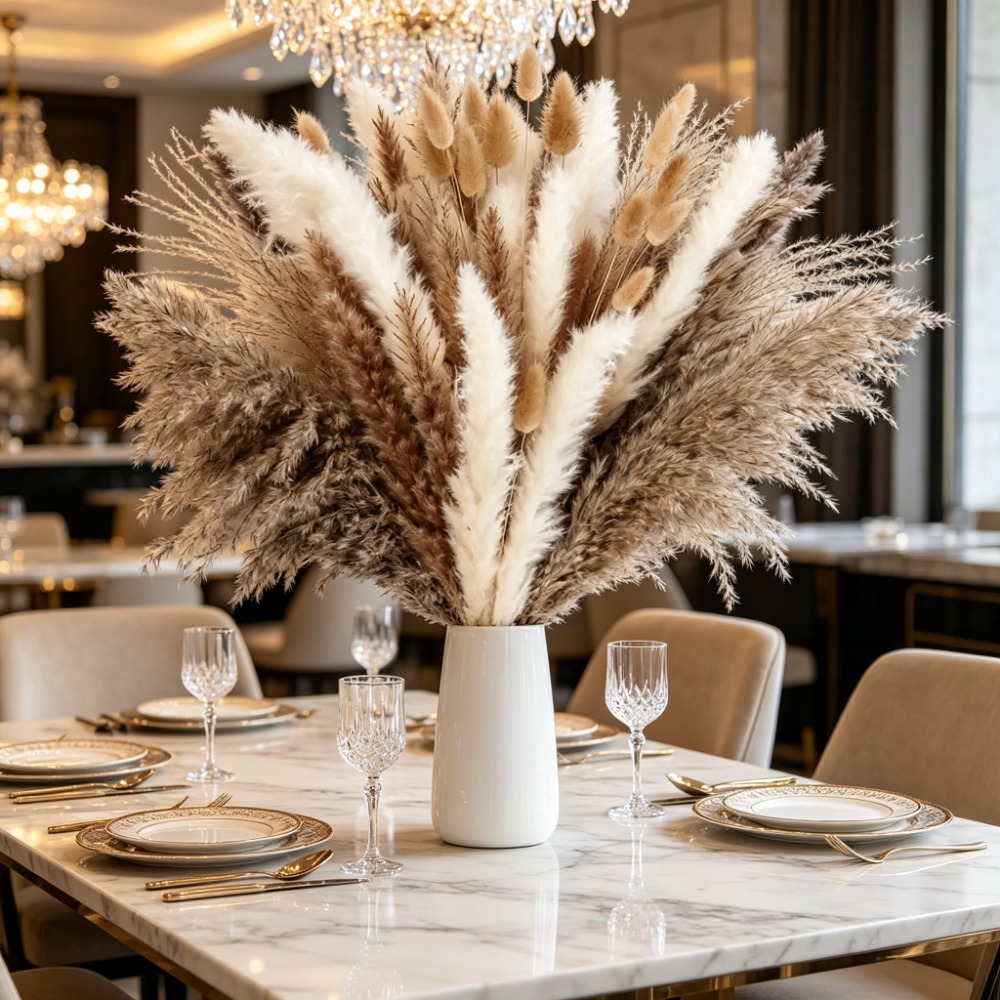 Pampas Grass Decor - Dried Flowers Brown White Pampas Grass