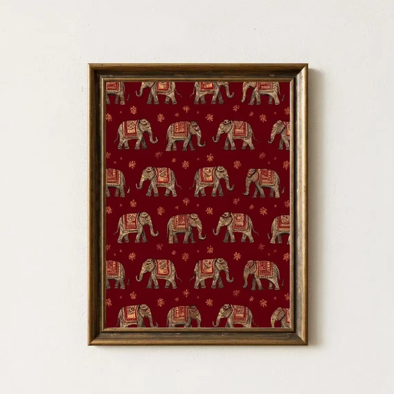 Indian Elephant Pattern Print, - Home Decor Indonesia 评论和价格