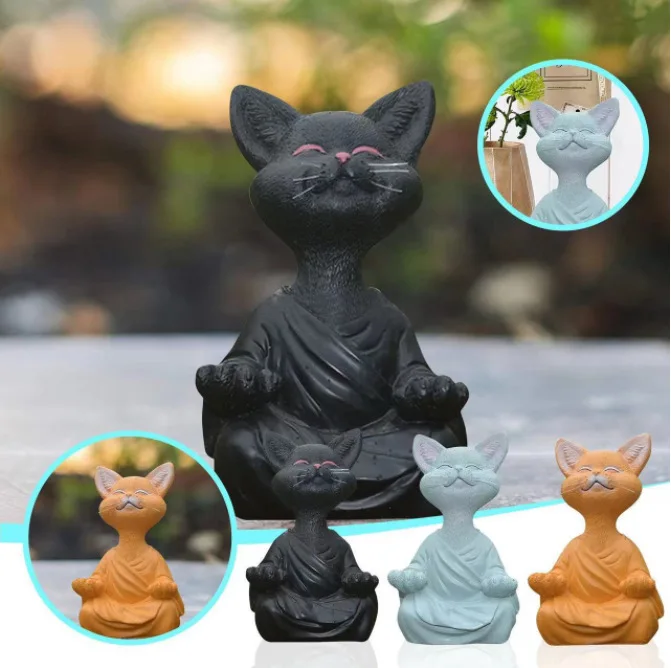 Meditation Cat Sculpture Garde - Home Decor Za 评论和价格