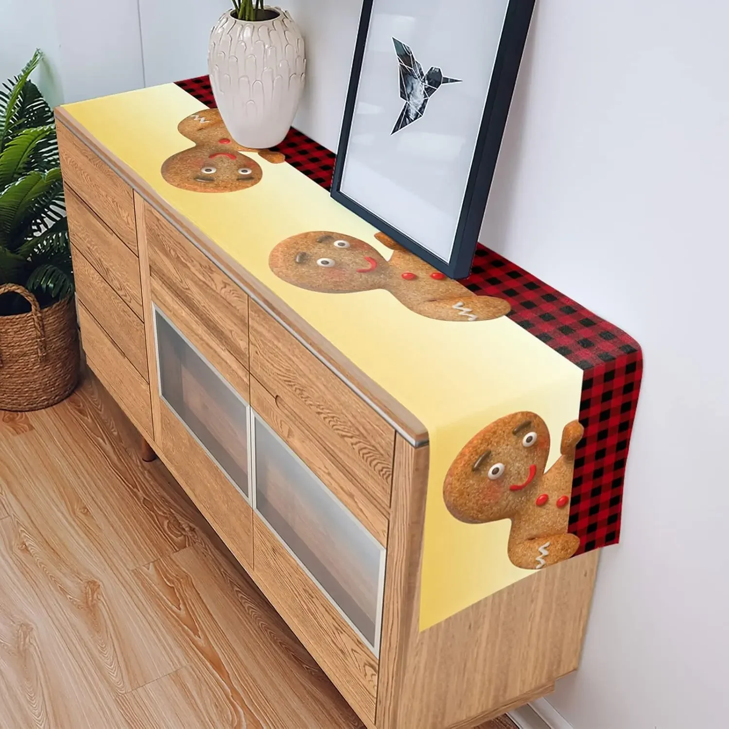 2026 Christmas Gingerbread Man - Linen Table Runner 评论和价格