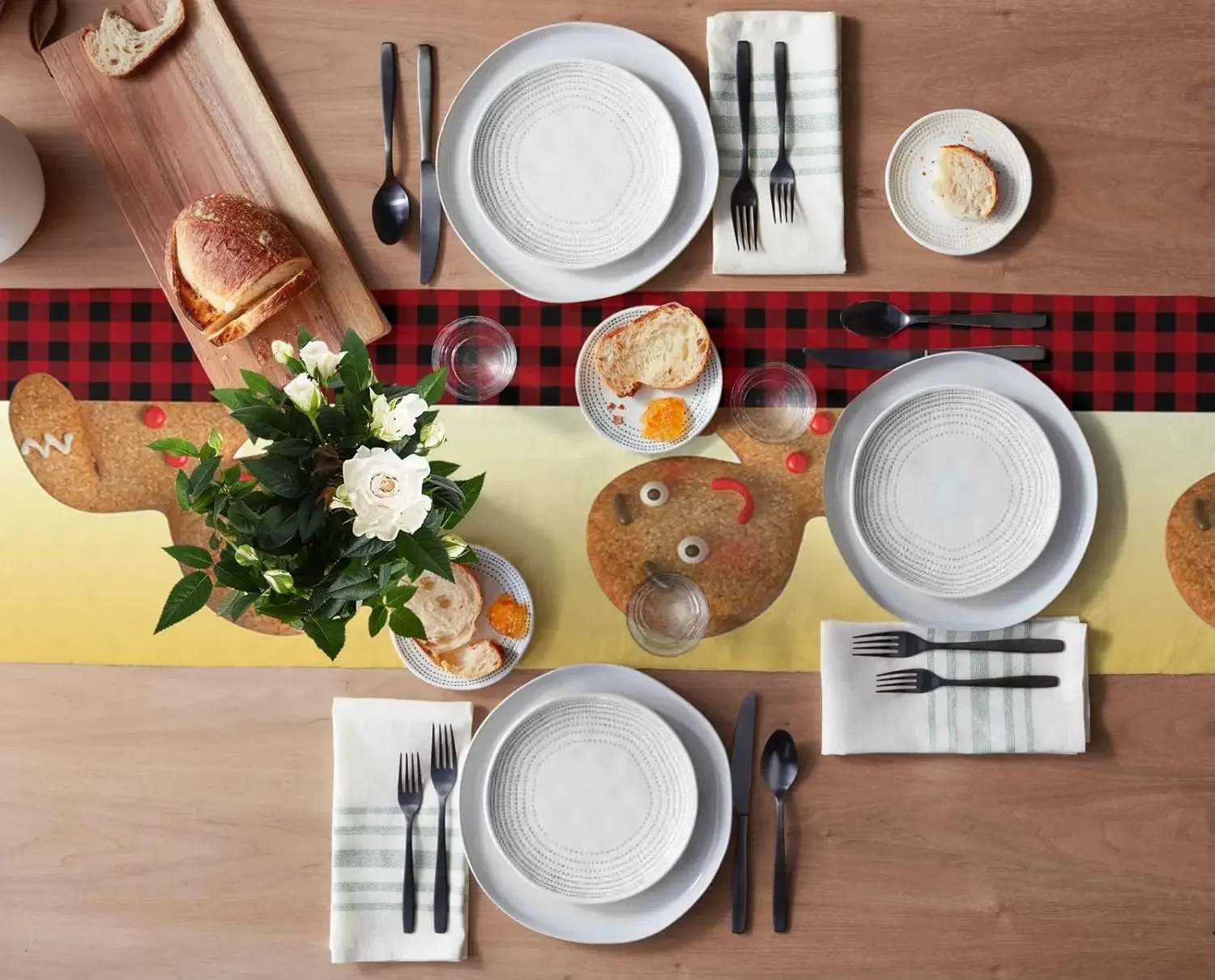 2026 Christmas Gingerbread Man - Linen Table Runner 评论和价格
