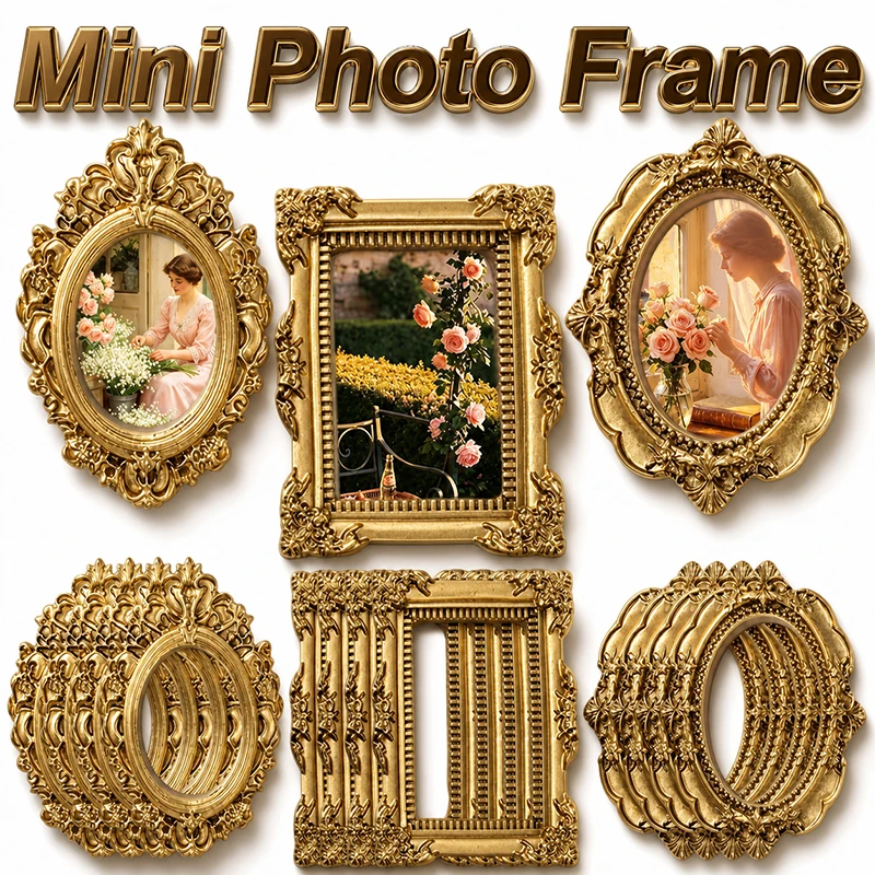 10/5pcs Vintage Resin Mini Pho - Bamboo Photo Frame 评论和价格